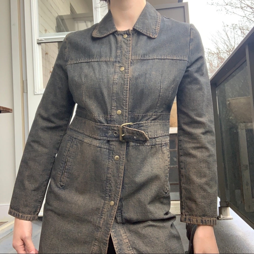 Vintage Y2K Acid Wash Jacket Dress With Belt